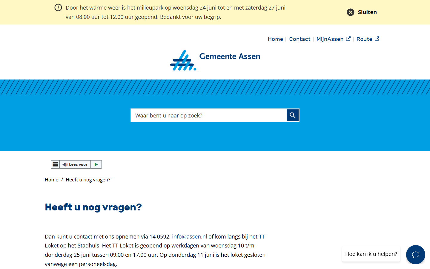 heeft u nog vragen